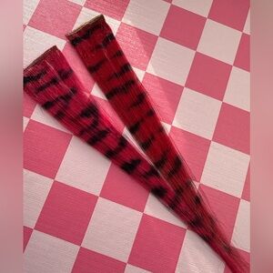 Pink and black zebra print hair extension bundle
